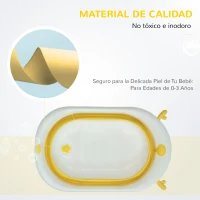 HOMCOM Bañera Plegable para Bebé Recién Nacido hasta 3 Años 81,5x50,5x23,5 cm con Tapón Termosensible Cojín(m-8)