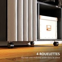 HOMCOM Armoire penderie Armoire de Rangement Mobile avec rideau, Panneaux de Particules, tringle de suspension, noir(m-6)