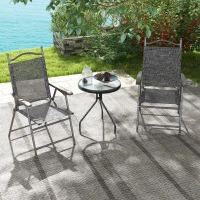 Outsunny Set of Two Folding Garden Chairs, with Fabric Mesh Seats - Grey(m-7)