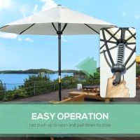 Outsunny Garden 3 m Parasol Umbrella, Outdoor Market Table Umbrella Sun Shade Canopy with 8 Ribs, Easy Push to Open, Cream(m-5)