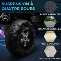 HOMCOM Voiture électrique 4x4 pour enfants de 3 à 8 ans Mercedes-Benz Unimog avec télécommande roues suspendues klaxons noir(m-4)