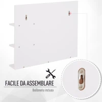 kleankin Mobiletto Pensile Bagno 60 x 10 x 48cm, con Specchio e 3 Ripiani, Armadietto a Parete in MDF Bianco(m-6)