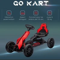 HOMCOM Kart à pédales pour enfants avec siège ajustable 4 positions et roues en EVA 100 x 58 x 58,5 cm rouge et noir(m-7)