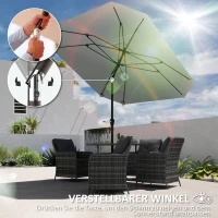 Outsunny 2,3 m Parasol zonder Basis, Verstelbare Terrasparasol met Kruk, Polyester, Aluminium, Fiberglas, Donkergrijs(m-4)