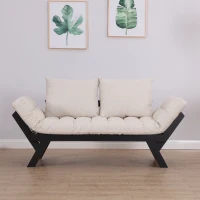 Homcom Canapé Futon Capitonné en Bois Beige 181 x 66 x 81 cm(m-6)