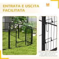 PawHut Recinto per Cani a 8 Pezzi Modulabili per Interno ed Esterno, in Acciaio , 80x60 cm, Nero(m-7)