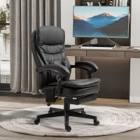 Vinsetto Sedia da Ufficio Massaggiante in Similpelle con Presa USB, 64x69x107-115cm, Nero(m-2)