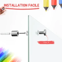 Vinsetto Tableau blanc en verre avec plateau mural sans cadre avec 4 marqueurs et tampon effaceur 90 x 60 cm blanc(m-7)