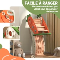AIYAPLAY Toboggan pour enfants, pliable 3 en 1 avec panier de basket, escalade, usage intérieur extérieur, de 1 à 3 ans, orange(m-5)