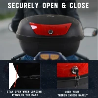 HOMCOM 48L Motorcycle Trunk Travel Luggage Storage Box Motorbike Accessory Large Storage Space For 2 Half Helmet - Black(m-8)