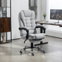 HOMCOM Linen-Look Adjustable Office Chair - Light Grey(m-2)