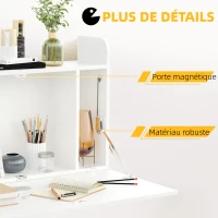 HOMCOM Bureau suspendu table murale table d'ordinateur murale et tablette rabattable avec rangements - 77 x 20 x 51 cm(m-6)