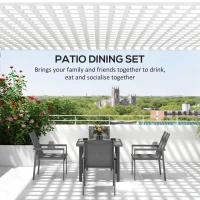 Outsunny Five-Piece Metal Dining Set, with Glass-Top Table - Grey(m-6)
