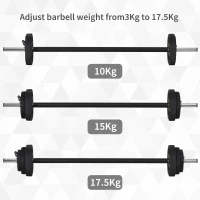 HOMCOM 20kg Adjustable Barbell Set Plate Bar Clamp Rod Home Gym Sports Area Exercise Ergonomic Black(m-4)