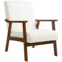 HOMCOM Boucle Seat Mid Century Accent Chair - White(m-11)