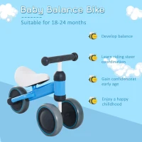 HOMCOM Baby Toddler Balance Bike Ride On Walker 3 Wheel Push Bike Kids First Bike Birthday Toy Gift for 1-2 Years Blue(m-4)
