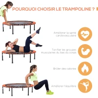 HOMCOM Trampoline de Fitness / gymnastique haute performance Ø 102 cm élastiques Bungee utilisation intérieure extérieure orange noir(m-7)