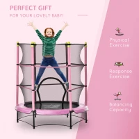 HOMCOM 4.6FT Kids Trampoline, Indoor Outdoor Toddler Trampoline, with Safety Enclosure, Springless design - Pink(m-4)