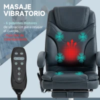 Vinsetto Silla de Oficina de Masaje con 6 Puntos de Vibración Tapizado en Cuero PU Silla Escritorio Reposapiés 67x67x121 cm Gris(m-4)