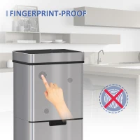 HOMCOM 72L Recycling Sensor Bin Stainless Steel 3 Compartments For Both Wet/Dry Waste w/Removable Lid  Kitchen Home(m-5)