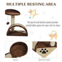 PawHut Cat Tree Scratching Scratcher Post Kitten Activity Centre Climber Hanging Ball Brown(m-6)