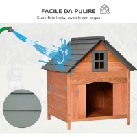 PawHut Casetta Rialzata per Cani fino a 15 kg, Cuccia per Cani Gatti da Esterno in Legno di Abete, 81.3x91.5x98.5 cm(m-5)