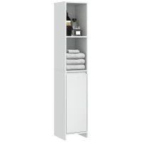 HOMCOM Colonna Bagno Salvaspazio con Armadietto e 2 Vani Aperti, 30x30x160cm, Bianco(m-11)