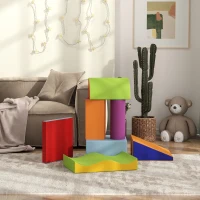 HOMCOM 7 Piece Soft Soft Play Set for Toddlers 1-3 Years, Blue(m-8)