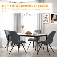 HOMCOM Set of 4 Dining Chairs, Kitchen Chairs with Metal Legs, PU Leather Seat and Backrests, Grey(m-4)