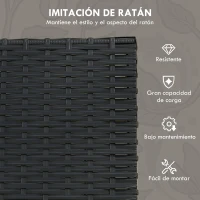 Outsunny Conjunto de Muebles de Jardín de Ratán Sintético con 2 Sofás Individuales 1 Sofá Doble y 2 Mesas de Centro Negro(m-5)