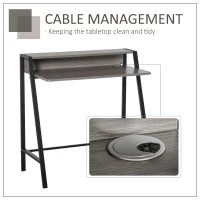 HOMCOM Writing Desk Computer Table Home Office PC Laptop Workstation Storage Shelf 84L x 45W cm Grey(m-7)