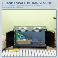 PawHut Gamelles chiens surélevées gamelle double chien porte-gamelles 60 x 30 x 35,5 cm 2 gamelles 2L acier inox incluses(m-5)