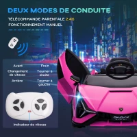 HOMCOM Voiture électrique Enfants de Sport Véhicule électrique Lamborghini Sian 12 V - V. Max. 5 Km/h avec Télécommande 2,4G Effets sonores + Lumineux Rose(m-6)