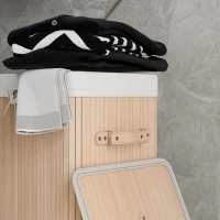 HOMCOM 70L Collapsible Bamboo Laundry Hamper Organizer Clothes Washing Basket Bin Storage Box w/ Lid Removable Lining 40x30x60cm(m-9)