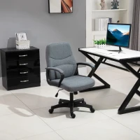 Vinsetto Chaise de bureau fauteuil bureau massant pivotant hauteur réglable tissu lin gris(m-2)