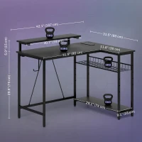 HOMCOM Reversible 'L' LED Light Gaming/Work Desk - Black(m-3)