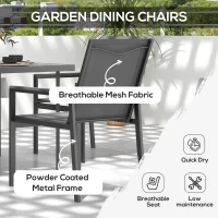 Outsunny Five-Piece Metal Dining Set, with Glass-Top Table - Grey(m-4)