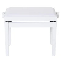 HOMCOM Banquette tabouret siège pour piano hauteur réglable 61L x 32l x 47-57H cm assise revêtement synthétique blanc(m-5)