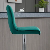 HOMCOM Set 2 Sgabelli da Bar Moderni e Girevoli con Schienale Alto e Poggiapiedi, Sgabelli da Cucina Imbottiti con Altezza Regolabile in Tessuto Verde, 41x51x97-117cm(m-9)