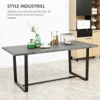 HOMCOM Table à manger ractangulaire pour 8 personnes plateau aspect bois et pied métal noir, 180L x 90l x 75H cm(m-4)
