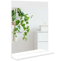 HOMCOM Miroir de salle de bain miroir mural avec étagère de rangement pour salon chambre 50 x 12 x 60 cm blanc(m-10)