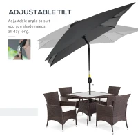 Outsunny 3x2m Patio Parasol Garden Umbrellas Canopy with Aluminium Tilt Crank Rectangular Sun Shade Steel, Black(m-4)