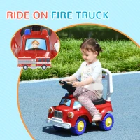 AIYAPLAY Ride On Fire Truck Foot to Floor Design with Under Seat Storage, Steering Wheel, Music, Light, for 1.5-3 Years, Red(m-4)