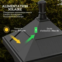 Outsunny Luminaire extérieur lampadaire sur pied solaire lampadaire lanterne classique LED 30 Lm 15 x 15 x 127 cm noir(m-4)