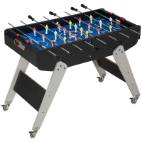 HOMCOM Mesa Multijuegos 6en1 para Niños de +7 Años con Ruedas Billar Futbolín Ping-Pong Anillas Hockey 120x88x79cm Negro(m-11)