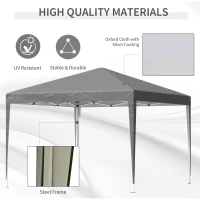 Outsunny 3 x 3 m Garden Pop Up Gazebo Marquee Party Tent Wedding Canopy, Height Adjustable with Carrying Bag, Grey(m-4)