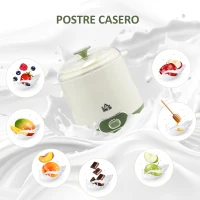 HOMCOM Yogurtera para Hacer Yogur Griego 20 W 1,5L con Filtro Indicador de Encendido y Tecnología PTC 19,5x17,5x21,4 cm Blanco(m-6)