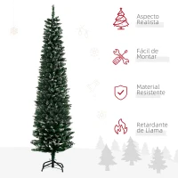 HOMCOM Árbol de Navidad Estrecho 190 cm con 570 Ramas y Soporte de Metal Árbol Navideño para Salón Interior Verde(m-4)