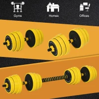 HOMCOM 25KG Dumbbell & Barbell  Adjustable Set Plate Bar Clamp Rod Home Gym Sports Area Exercise Ergonomic(m-6)