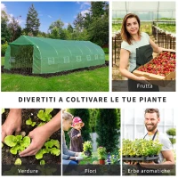 Outsunny Serra da Giardino a Tunnel 8x3x2m in PE e Acciaio con Porta Avvolgibile e Finestre, Verde(m-7)